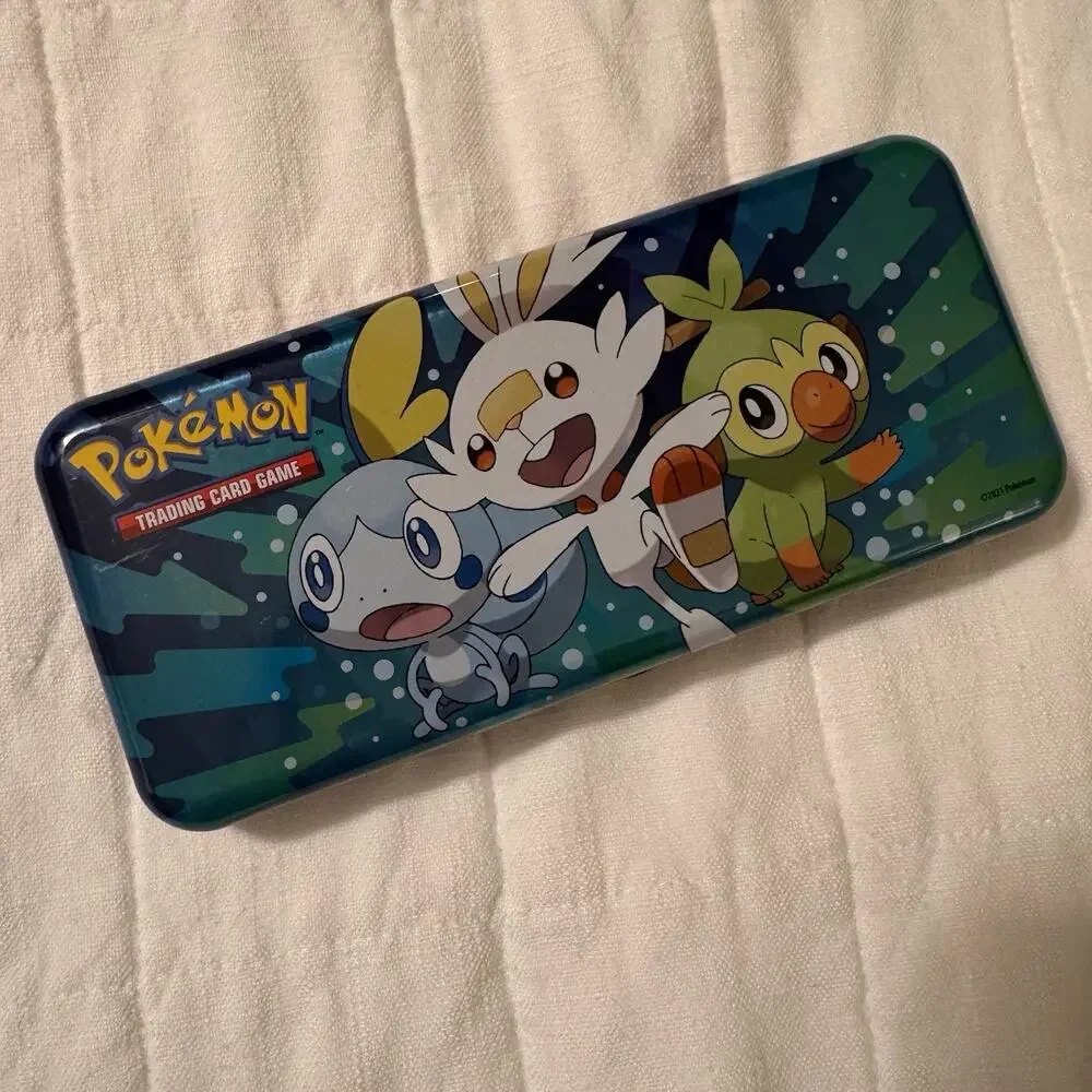 Lot Of Pokemon Cards 2022- 49 Cards.‎ Coin. Metal Tin Pokémon Pencil Case